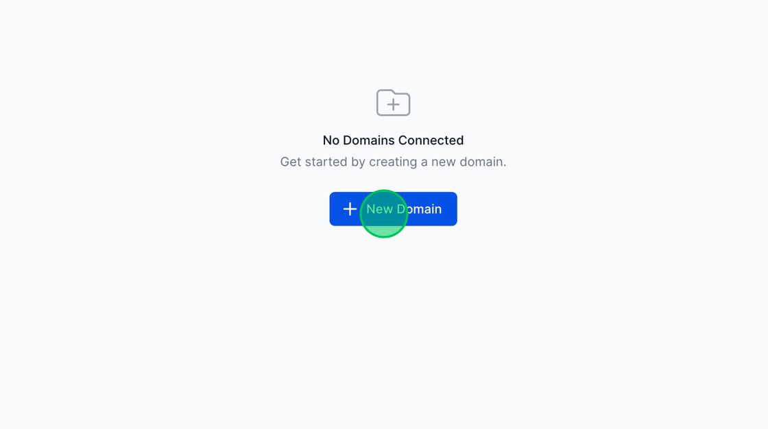 Screenshot of: Click "New Domain"