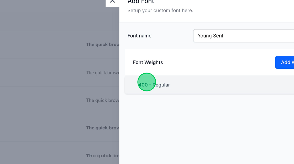 Screenshot of: To edit a particular weight, simply click on the weight, and an accordion will expand, providing you with the settings and options to make the desired modifications.