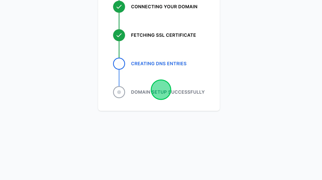 Screenshot of: The system will setup the subdomain that you have entered.